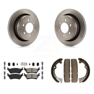 Rear Disc Rotors Semi-Metallic Pads And Parking Brake Shoes Kit For Ford F-150 K8A-108588