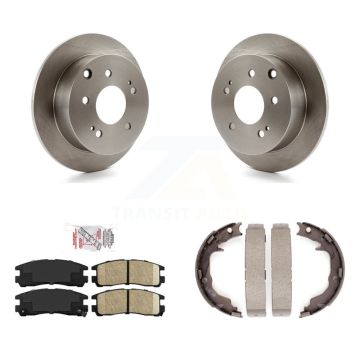 Rear Disc Rotors Ceramic Pads And Parking Brake Shoes Kit For Mitsubishi Eclipse Galant K8A-108602
