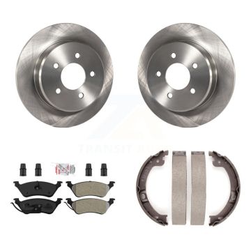 Rear Disc Rotors Semi-Metallic Pads Parking Shoes Kit For Dodge Grand Caravan Chrysler & K8A-108616