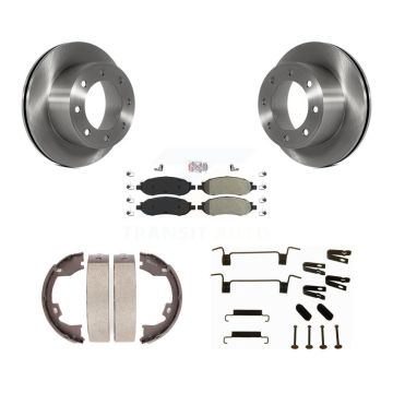 Rear Disc Rotors Semi-Metallic Pads Parking Shoes Hardware Kit For Ford F-350 Super Duty K8A-108636