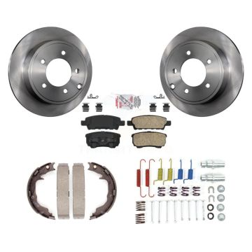 Rear Disc Rotors Ceramic Pads Parking Brake Shoes And Hardware Kit For Mitsubishi Lancer K8A-108646
