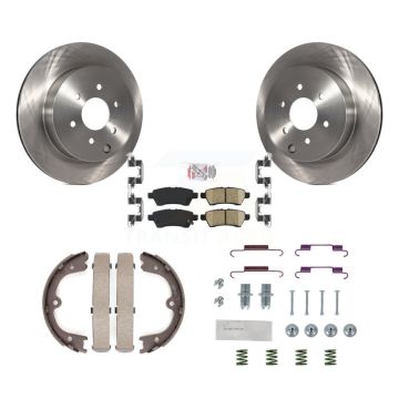Rear Disc Rotors Ceramic Pads Parking Shoes Hardware Kit For 2005-2012 Nissan Pathfinder K8A-108659