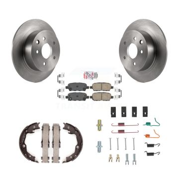 Rear Disc Rotors Ceramic Pads Parking Brake Shoes And Hardware Kit For Nissan Sentra K8A-108683