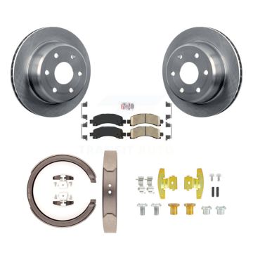 Rear Disc Rotors Ceramic Pads Parking Shoes & Hardware Kit For Chevrolet GMC Express 1500 K8A-108706