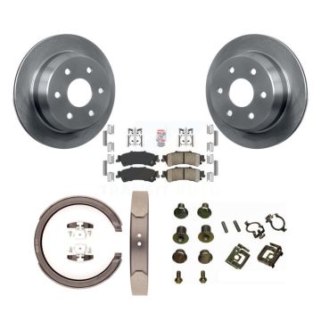 Rear Disc Rotors Ceramic Pads Parking Shoes Hardware Kit For Chevrolet GMC Silverado 1500 K8A-108712