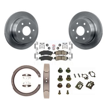Rear Disc Rotors Ceramic Pads Parking Shoes Hardware Kit For Chevrolet GMC Silverado 1500 K8A-108714