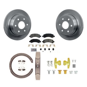 Rear Disc Rotors Semi-Metallic Pads Parking Shoes & Hardware Kit For Chevrolet Avalanche K8A-108723