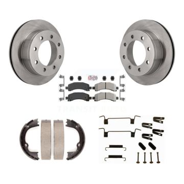 Rear Disc Rotors Semi-Metallic Pads Parking Shoes & Hardware Kit For GMC Chevrolet Savana K8A-108741
