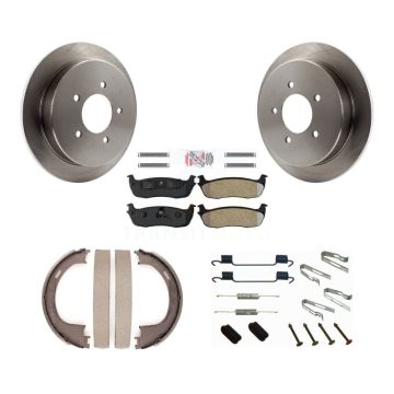 Rear Disc Rotors Semi-Metallic Pads Parking Shoes Hardware Kit For Ford F-150 Expedition K8A-108769