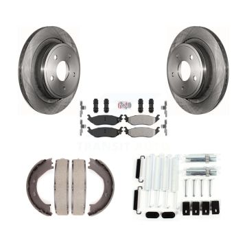 Rear Disc Rotors Semi-Metallic Pads Parking Shoes Hardware Kit For Dodge Ram 1500 Durango K8A-108773