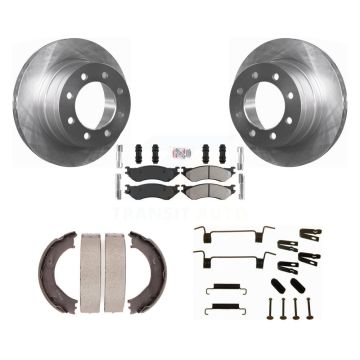 Rear Disc Rotors Semi-Metallic Pads Parking Shoes & Hardware Kit For Dodge Ram 2500 3500 K8A-108775
