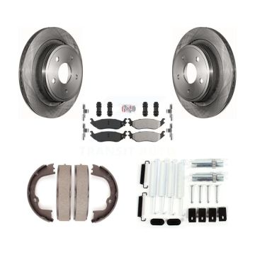 Rear Disc Rotors Semi-Metallic Pads Parking Shoes Hardware Kit For Ram 1500 Classic Dodge K8A-108780