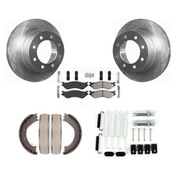 Rear Disc Rotors Semi-Metallic Pads Parking Brake Shoes & Hardware Kit For Dodge Ram 1500 K8A-108787