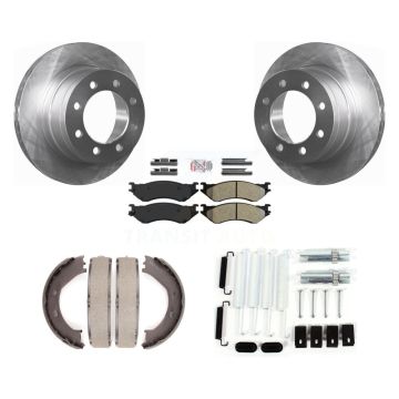 Rear Disc Rotors Semi-Metallic Pads Parking Brake Shoes & Hardware Kit For Dodge Ram 1500 K8A-108788