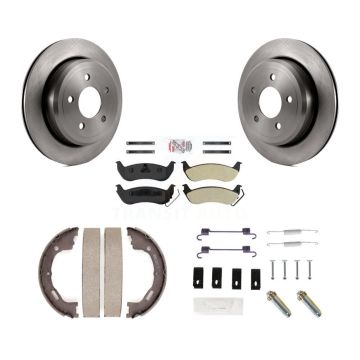 Rear Disc Rotors Semi-Metallic Pads Parking Shoes Hardware Kit For Mercury Grand Marquis K8A-108789