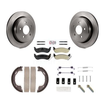 Rear Disc Rotors Semi-Metallic Pads Parking Shoes & Hardware Kit For Ford Crown Victoria K8A-108790