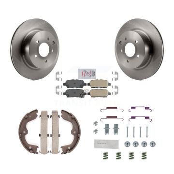 Rear Disc Rotors Ceramic Pads Parking Shoes & Hardware Kit For INFINITI Nissan Maxima G37 K8A-108833