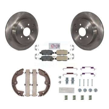 Rear Disc Rotors Ceramic Pads Parking Shoes Hardware Kit For 2003-2005 INFINITI FX35 FX45 K8A-108837