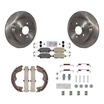 Rear Disc Rotors Ceramic Pads Parking Shoes Hardware Kit For 2003-2005 INFINITI FX35 FX45 K8A-108838
