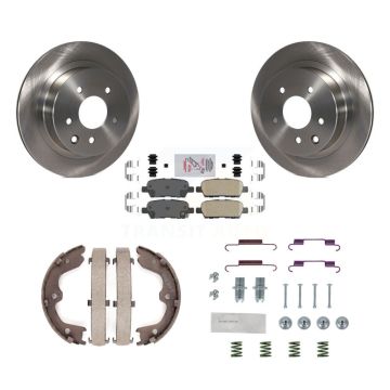 Rear Disc Rotors Ceramic Pads Parking Brake Shoes And Hardware Kit For INFINITI G35 K8A-108841