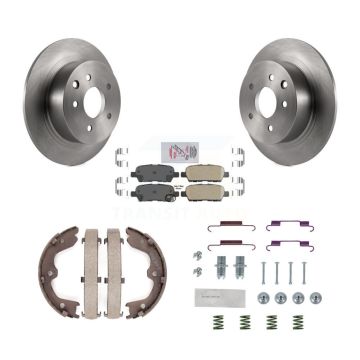 Rear Disc Rotors Ceramic Pads Parking Brake Shoes & Hardware Kit For Nissan Altima Maxima K8A-108842