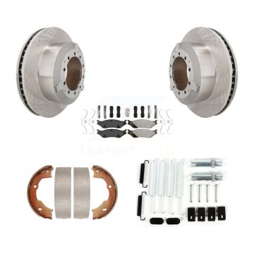 Rear Disc Rotors Semi-Metallic Pads Parking Shoes Hardware Kit For Ford F-450 Super Duty K8A-108848