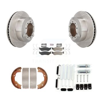 Rear Disc Rotors Semi-Metallic Pads Parking Shoes Hardware Kit For Ford F-450 Super Duty K8A-108850