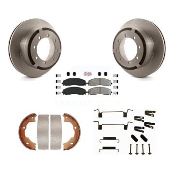 Rear Disc Rotors Semi-Metallic Pads Parking Shoes Hardware Kit For Ford F-450 Super Duty K8A-108852