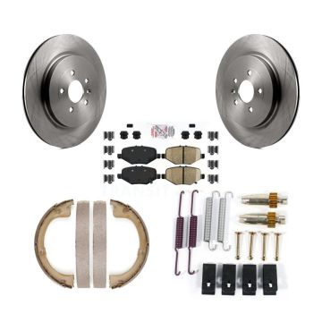Rear Disc Rotors Semi-Metallic Pads Parking Brake Shoes And Hardware Kit For Lincoln MKT K8A-108866