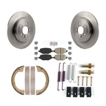 Rear Disc Rotors Ceramic Pads Parking Shoes Hardware Kit For Lincoln MKT With Solid Rotor K8A-108867