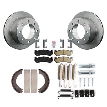 Rear Disc Rotors Ceramic Pads Parking Shoes And Hardware Kit For GMC Sierra 3500 Classic K8A-108873