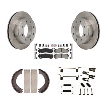 Rear Disc Rotors Semi-Metallic Pads Parking Shoes Hardware Kit For Chevrolet Silverado HD K8A-108878
