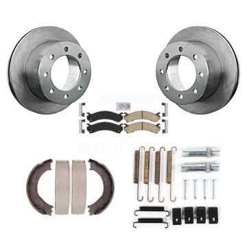 Rear Disc Rotors Ceramic Pads Parking Shoes Hardware Kit For Chevrolet Silverado 3500 GMC K8A-108882