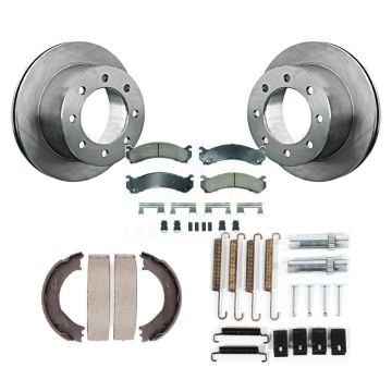 Rear Disc Rotors Ceramic Pads Parking Shoes Hardware Kit For Chevrolet Silverado 3500 GMC K8A-108883
