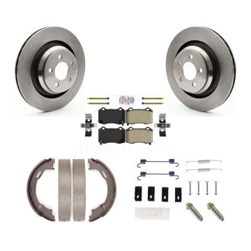 Rear Disc Rotors Semi-Metallic Pads Parking Shoes Hardware Kit For Dodge Charger Chrysler K8A-108904