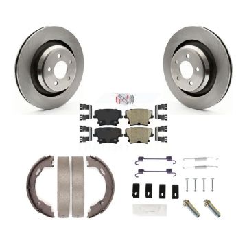 Rear Disc Rotors Ceramic Pads Parking Brake Shoes And Hardware Kit For Dodge Charger K8A-108911