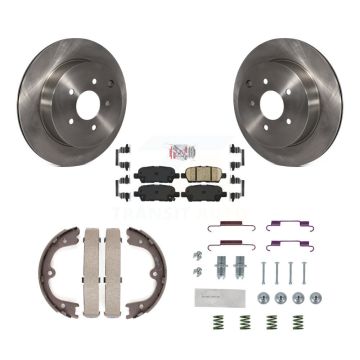 Rear Disc Rotors Ceramic Pads Parking Brake Shoes And Hardware Kit For INFINITI Q50 QX70 K8A-108912