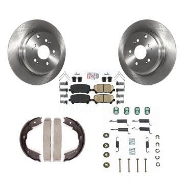 Rear Disc Rotors Ceramic Pads Parking Shoes & Hardware Kit For Honda Pilot Acura MDX ZDX K8A-108915