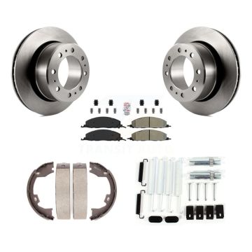Rear Disc Rotors Semi-Metallic Pads Parking Brake Shoes And Hardware Kit For Ram 1500 K8A-108916