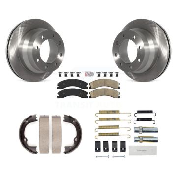 Rear Disc Rotors Ceramic Pads Parking Brake Shoes And Hardware Kit For GMC Savana 3500 K8A-108946