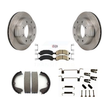 Rear Disc Rotors Ceramic Pads Parking Shoes Hardware Kit For GMC Savana 3500 Cutaway Van K8A-108947