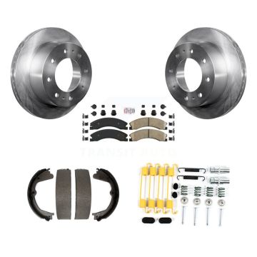 Rear Disc Rotors Ceramic Pads Parking Shoes Hardware Kit For Chevrolet Silverado 2500 HD K8A-108954