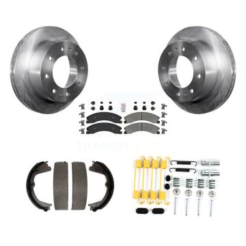 Rear Disc Rotors Semi-Metallic Pads Parking Shoes Hardware Kit For Chevrolet Silverado HD K8A-108956