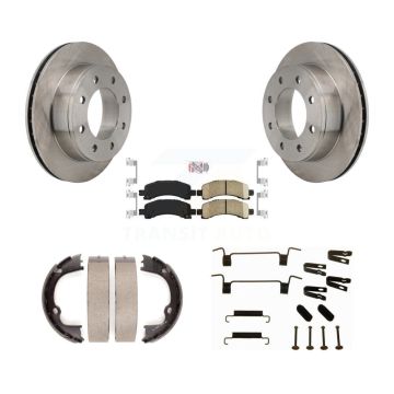 Rear Disc Rotors Ceramic Pads Parking Shoes Hardware Kit For Chevrolet Express 2500 3500 K8A-108960