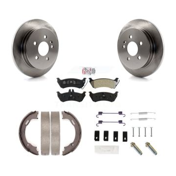 Rear Disc Rotors Semi-Metallic Pads Parking Shoes & Hardware Kit For Mercedes-Benz ML320 K8A-108976