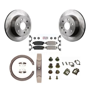 Rear Disc Rotors Semi-Metallic Pads Parking Shoes & Hardware Kit For Chevrolet Silverado K8A-108981
