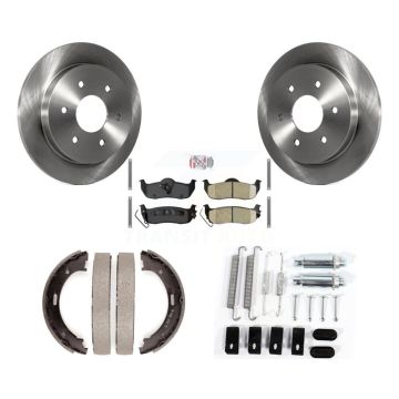 Rear Disc Rotors Ceramic Pads Parking Shoes Hardware Kit For Nissan TITAN Armada INFINITI K8A-109009