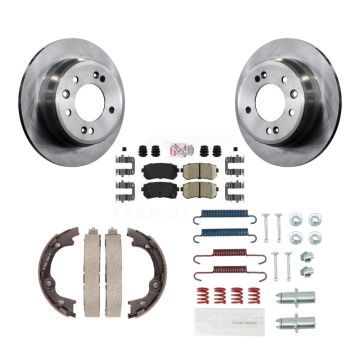 Rear Disc Rotors Ceramic Pads Parking Shoes Hardware Kit For 2010-2015 Hyundai Tucson FWD K8A-109023