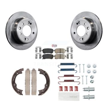 Rear Disc Rotors Ceramic Pads Parking Shoes Hardware Kit For 2010-2015 Hyundai Tucson FWD K8A-109025