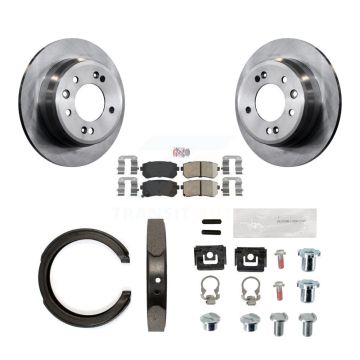 Rear Disc Rotors Ceramic Pads Parking Shoes & Hardware Kit For 2011-2016 Kia Sportage FWD K8A-109029